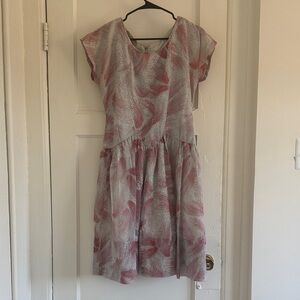 Vintage Elegant Red and Gray Midi Dress